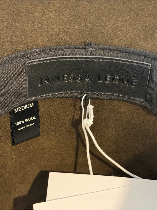 Janessa Leone Auggie Dark Olive Wool Fedora with Suede Band main image 7
